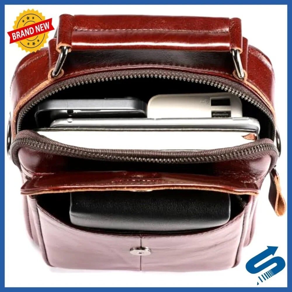 Genuine Leather Crossbody Messenger Bag for Men Travel Vintage Satchel